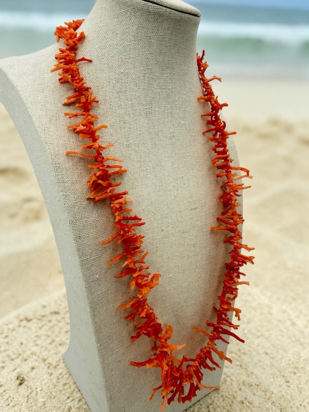 Vintage Angel Skin Branch Coral Necklace 22” Salmon Gold Hidden Clasp Boho Lux - Picture 8 of 17